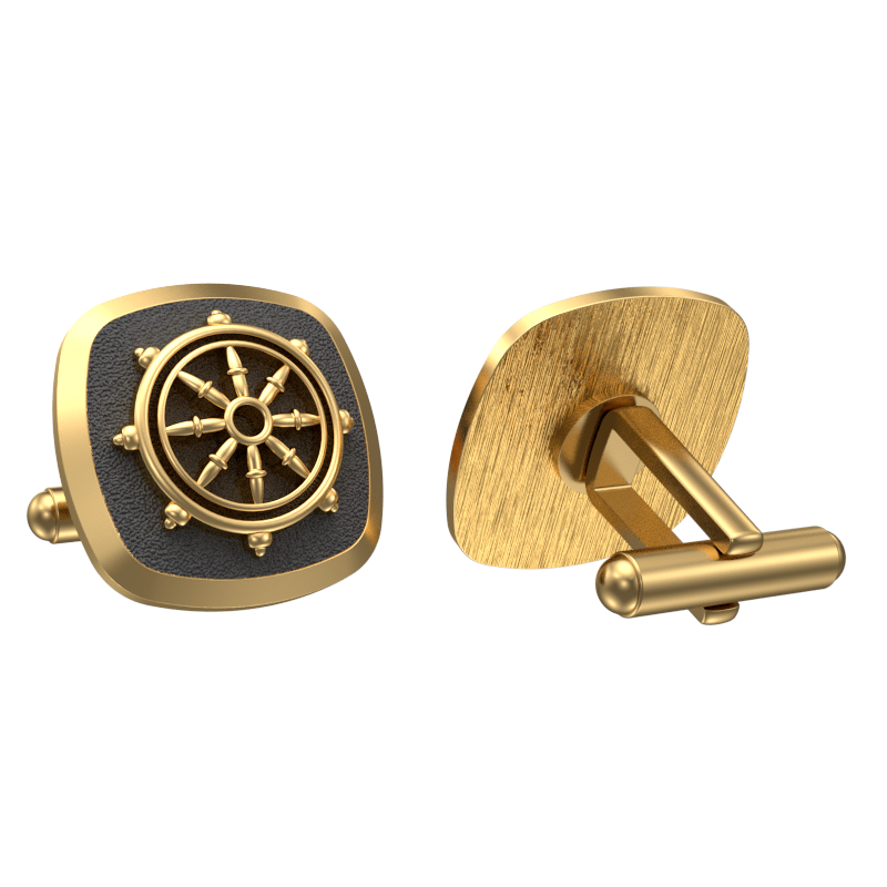 Dharma, Spiritual Cufflink Set with 18kt Gold & Black Ruthenium Plating on Brass.