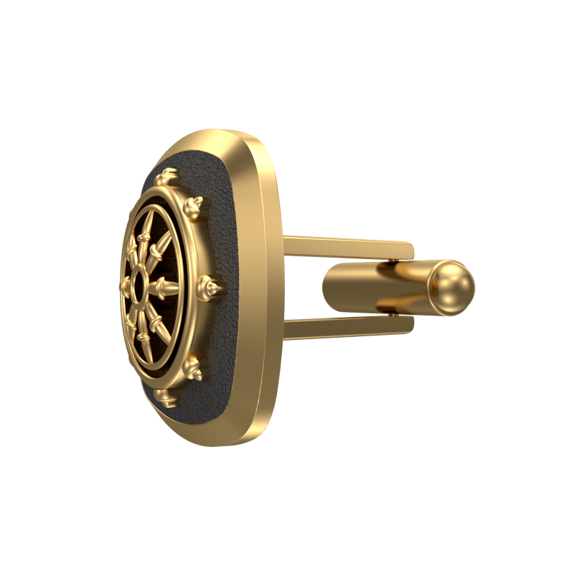 Dharma, Spiritual Cufflink Set with 18kt Gold & Black Ruthenium Plating on Brass.