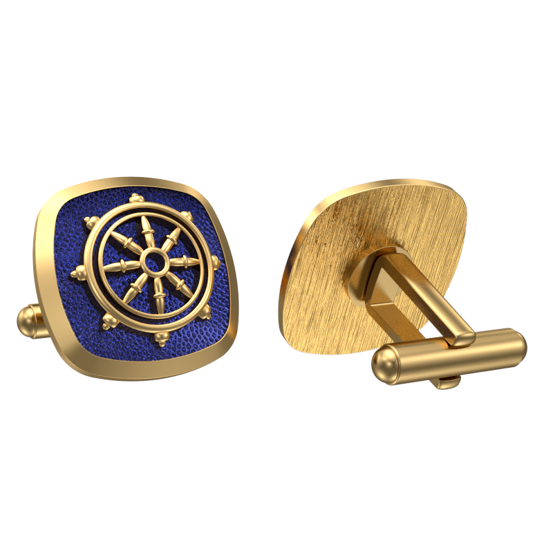Dharma, Spiritual Cufflink Set with 18kt Gold & Black Ruthenium Plating on Brass.