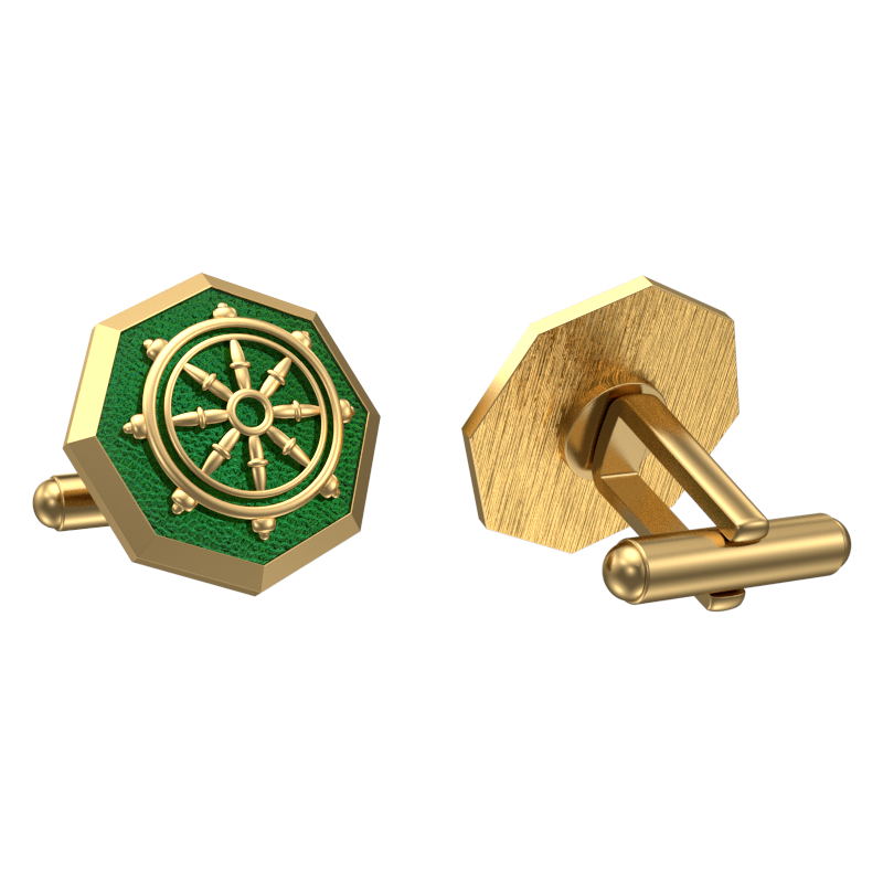 Dharma, Spiritual Cufflink Set with 18kt Gold & Black Ruthenium Plating on Brass.