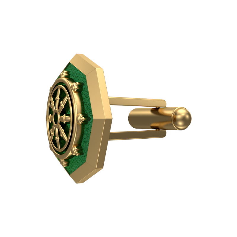 Dharma, Spiritual Cufflink Set with 18kt Gold & Black Ruthenium Plating on Brass.
