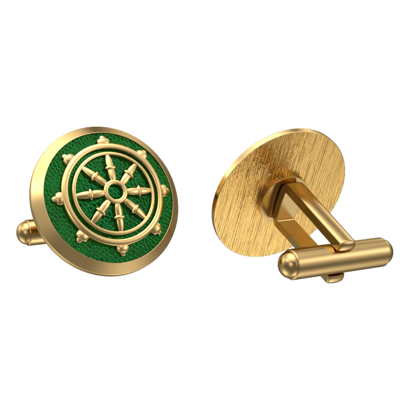 Dharma, Spiritual Cufflink Set with 18kt Gold & Black Ruthenium Plating on Brass.