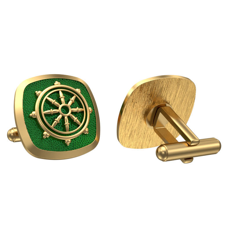 Dharma, Spiritual Cufflink Set with 18kt Gold & Black Ruthenium Plating on Brass.