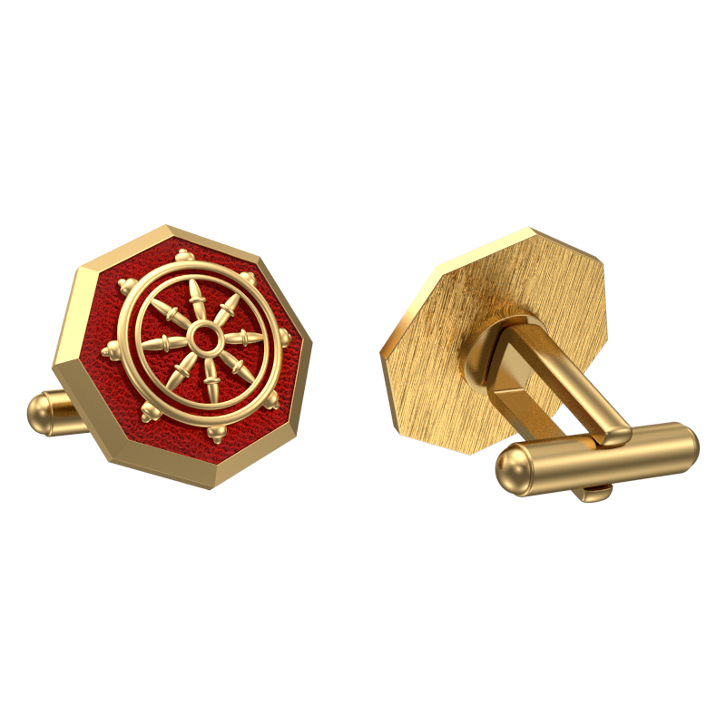 Dharma, Spiritual Cufflink Set with 18kt Gold & Black Ruthenium Plating on Brass.