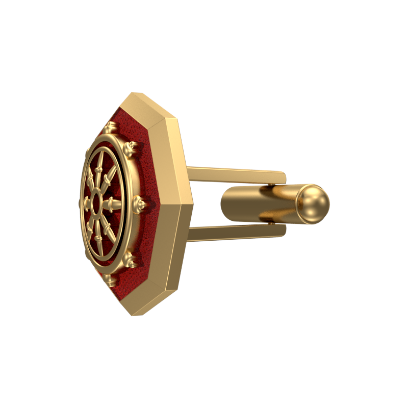 Dharma, Spiritual Cufflink Set with 18kt Gold & Black Ruthenium Plating on Brass.