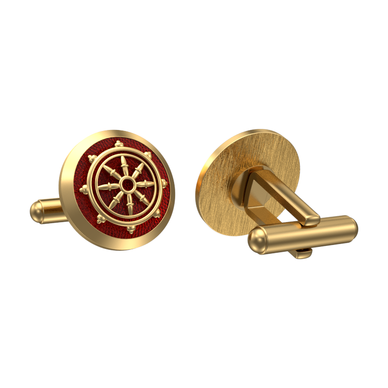 Dharma, Spiritual Cufflink Set with 18kt Gold & Black Ruthenium Plating on Brass.
