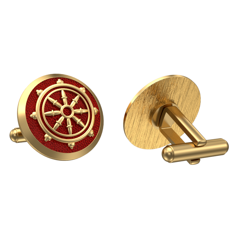 Dharma, Spiritual Cufflink Set with 18kt Gold & Black Ruthenium Plating on Brass.