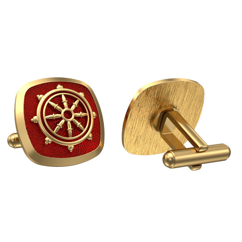 Dharma, Spiritual Cufflink Set with 18kt Gold & Black Ruthenium Plating on Brass.
