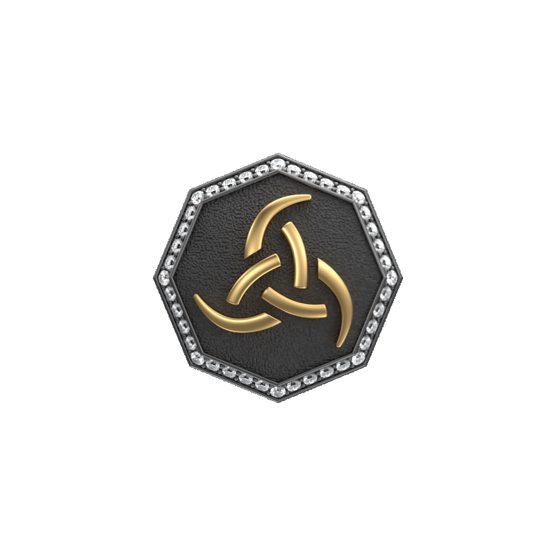Odin Luxe, Spiritual Cufflink Set with CZ Diamonds, 18kt Gold & Black Ruthenium Plating on Brass.