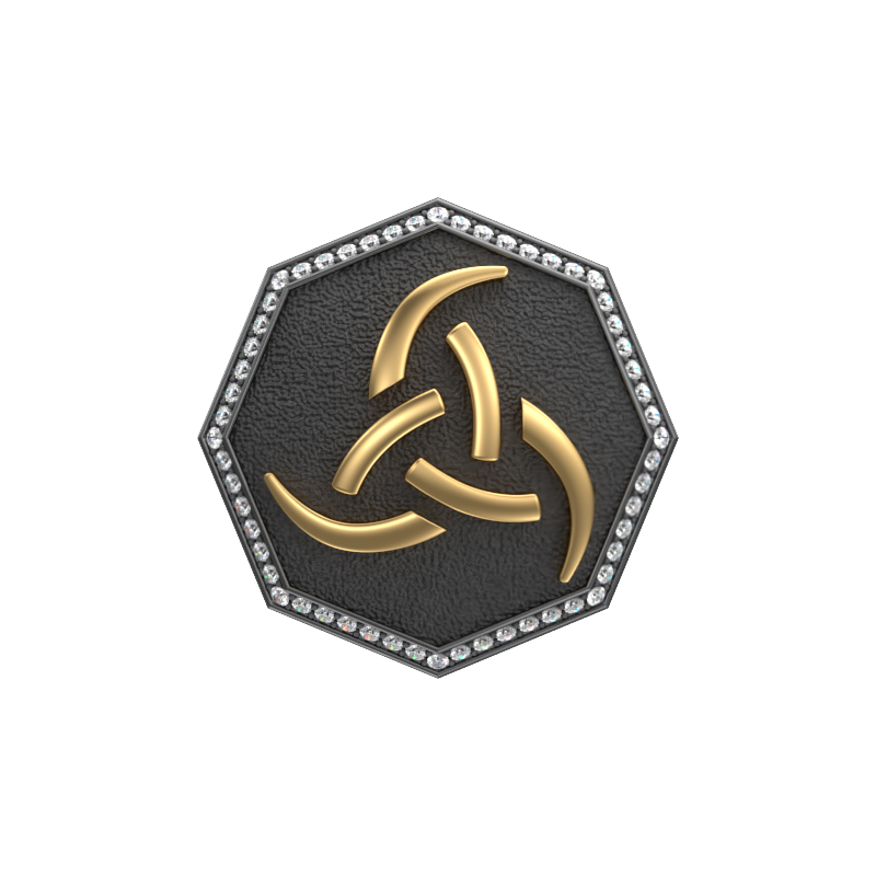 Odin Luxe, Spiritual Cufflink Set with CZ Diamonds, 18kt Gold & Black Ruthenium Plating on Brass.