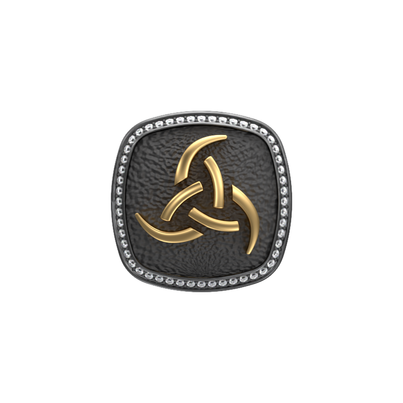 Odin Luxe, Spiritual Cufflink Set with CZ Diamonds, 18kt Gold & Black Ruthenium Plating on Brass.