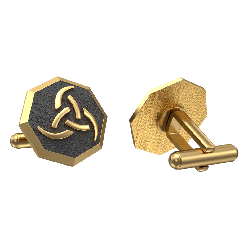 Odin, Spiritual Cufflink Set with 18kt Gold & Black Ruthenium Plating on Brass.