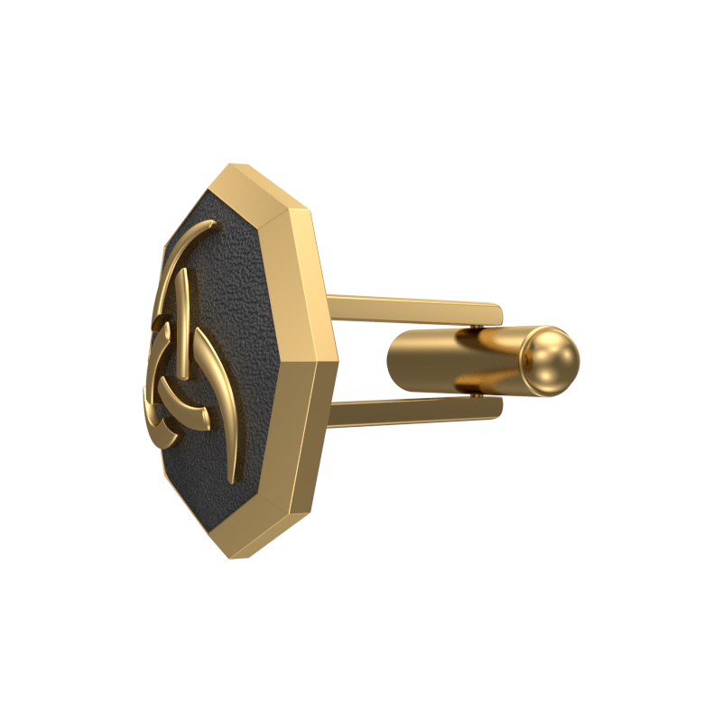 Odin, Spiritual Cufflink Set with 18kt Gold & Black Ruthenium Plating on Brass.