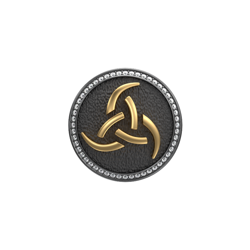 Odin Luxe, Spiritual Cufflink Set with CZ Diamonds, 18kt Gold & Black Ruthenium Plating on Brass.