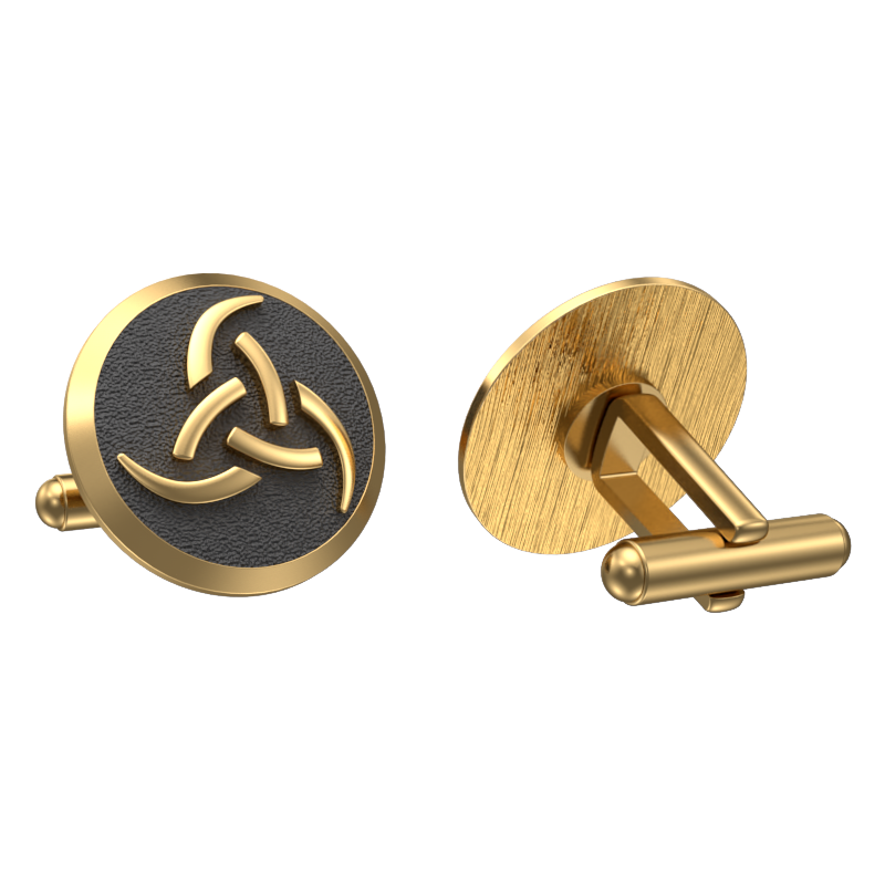 Odin, Spiritual Cufflink Set with 18kt Gold & Black Ruthenium Plating on Brass.