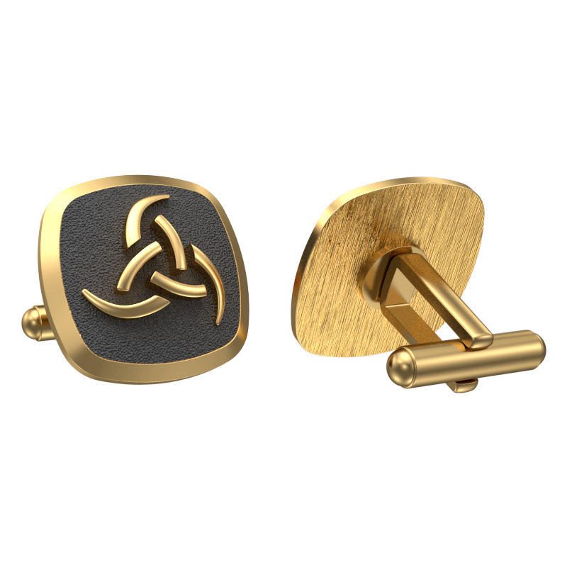 Odin, Spiritual Cufflink Set with 18kt Gold & Black Ruthenium Plating on Brass.