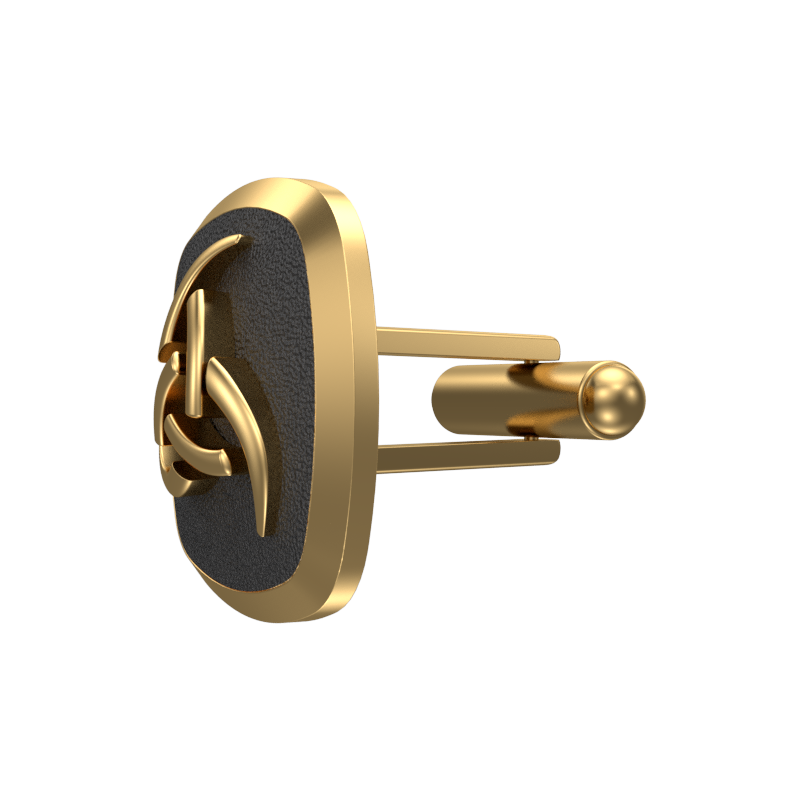 Odin, Spiritual Cufflink Set with 18kt Gold & Black Ruthenium Plating on Brass.