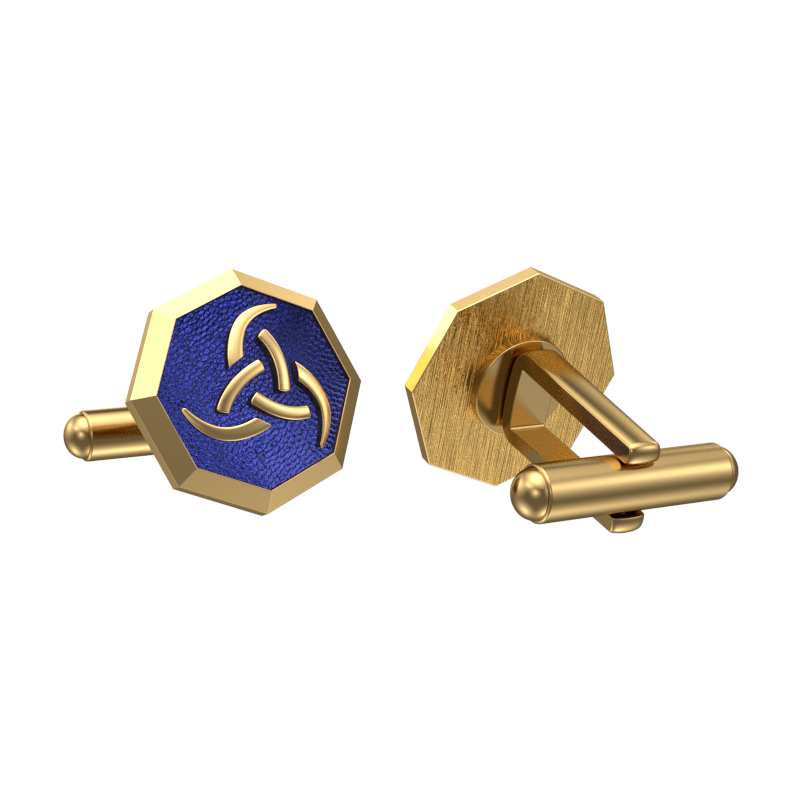 Odin, Spiritual Cufflink Set with 18kt Gold & Black Ruthenium Plating on Brass.