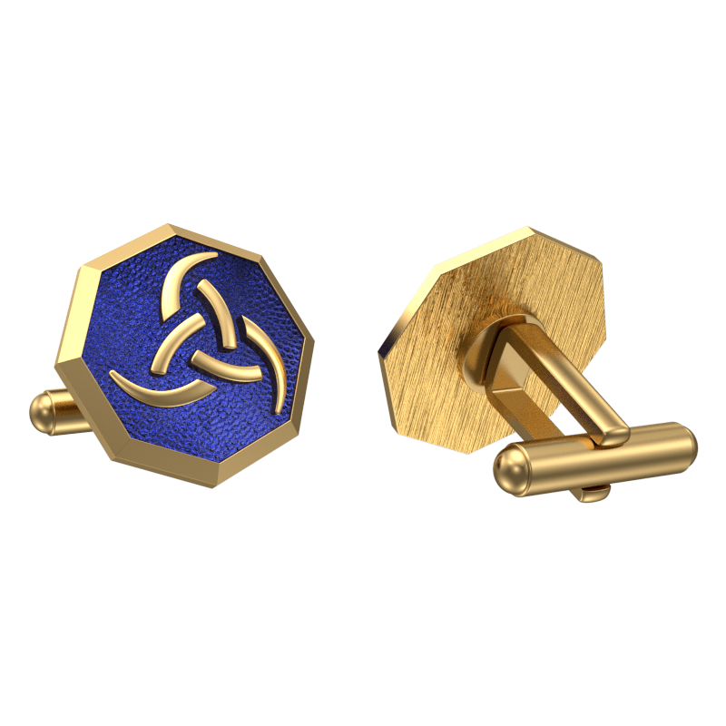 Odin, Spiritual Cufflink Set with 18kt Gold & Black Ruthenium Plating on Brass.
