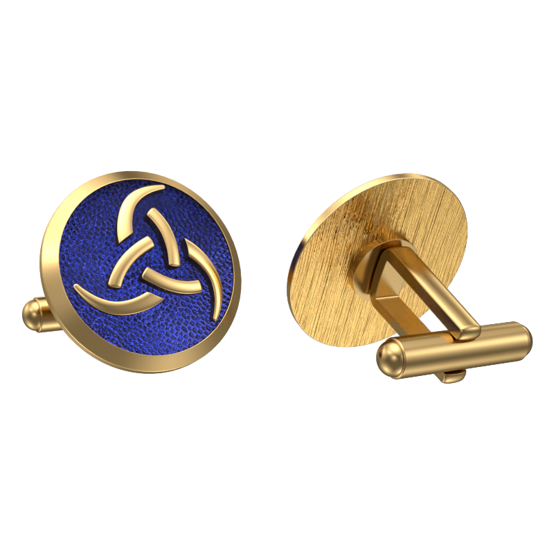 Odin, Spiritual Cufflink Set with 18kt Gold & Black Ruthenium Plating on Brass.