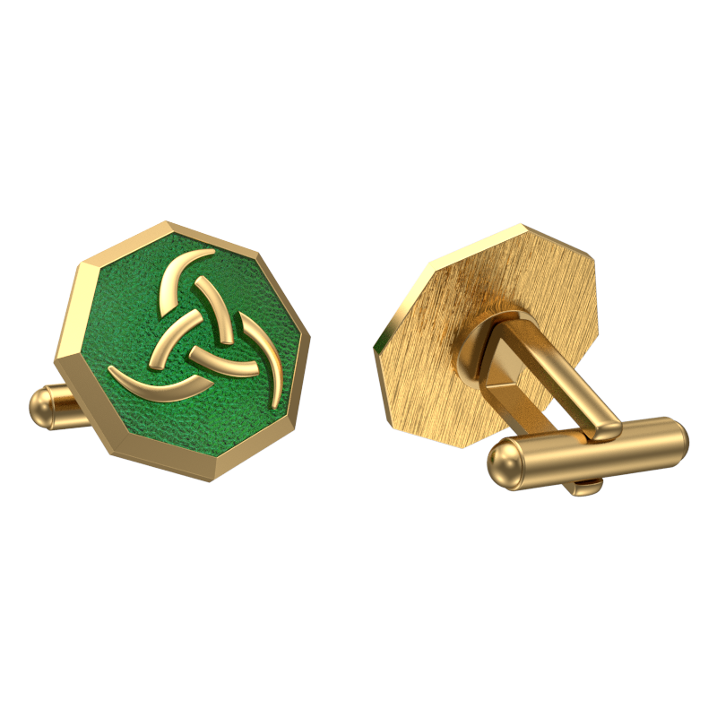 Odin, Spiritual Cufflink Set with 18kt Gold & Black Ruthenium Plating on Brass.