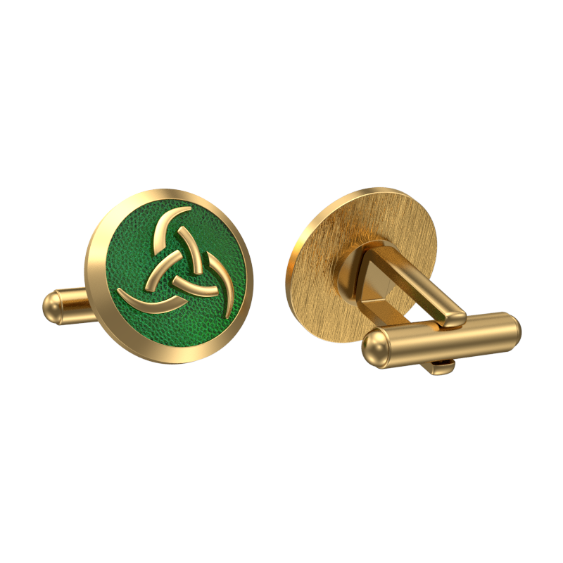 Odin, Spiritual Cufflink Set with 18kt Gold & Black Ruthenium Plating on Brass.