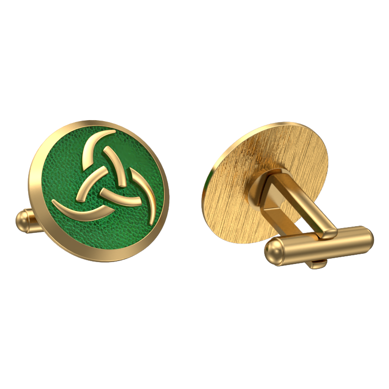 Odin, Spiritual Cufflink Set with 18kt Gold & Black Ruthenium Plating on Brass.