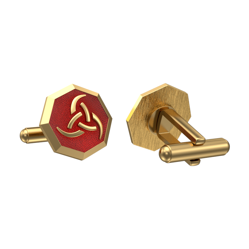 Odin, Spiritual Cufflink Set with 18kt Gold & Black Ruthenium Plating on Brass.