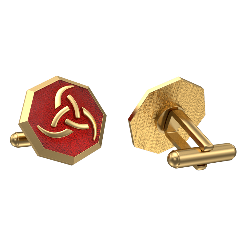 Odin, Spiritual Cufflink Set with 18kt Gold & Black Ruthenium Plating on Brass.