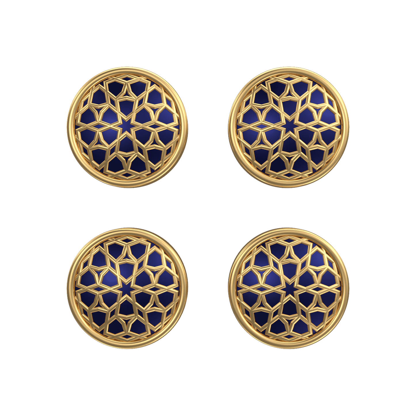 Starburst, Classic Kurta Button Set with 18kt Gold Plating and Enamel