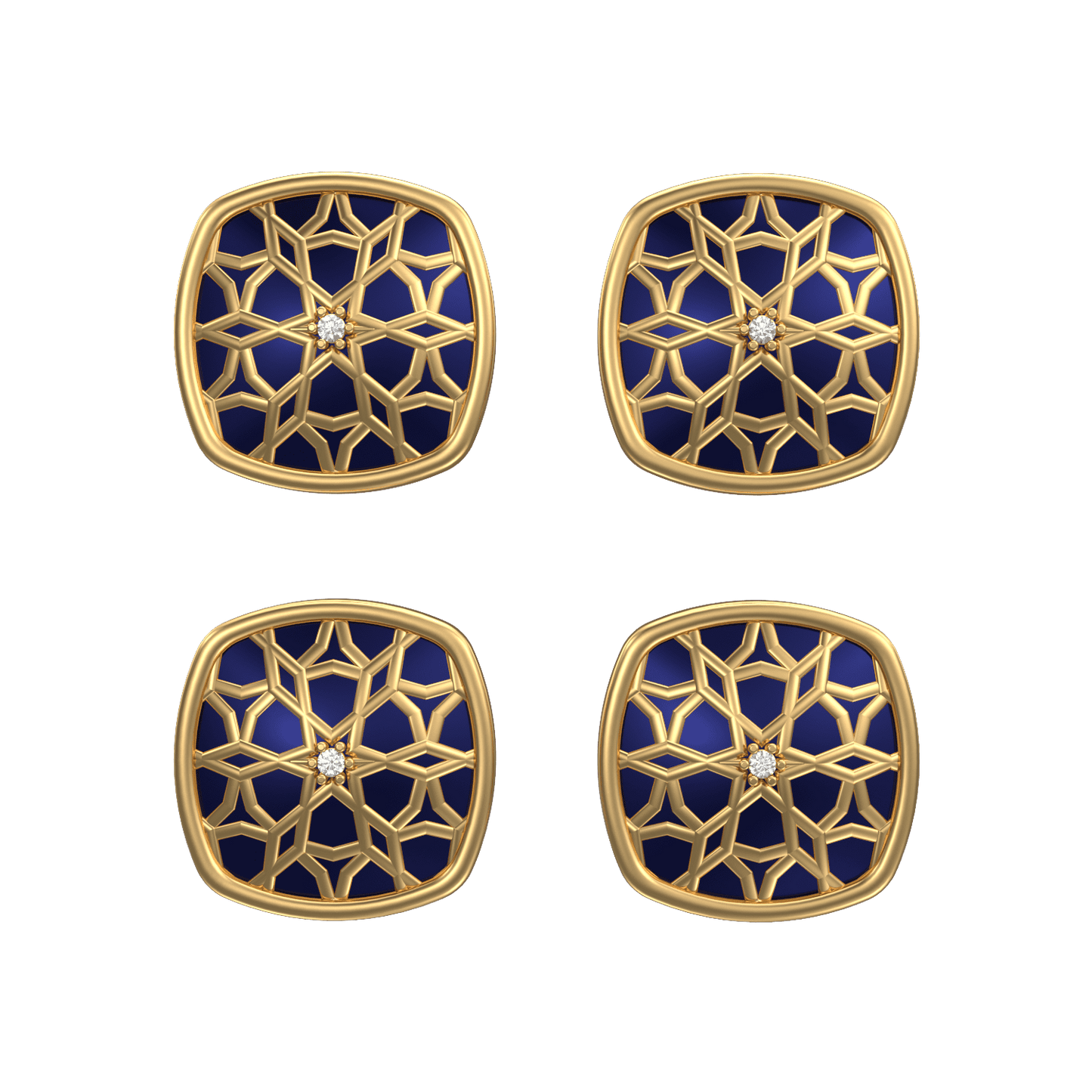 Starburst Luxe, Classic Kurta Button Set with CZ Diamonds, 18kt Gold Plating and Enamel.