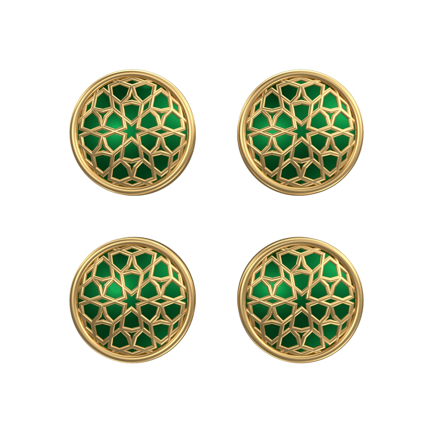 Starburst, Classic Kurta Button Set with 18kt Gold Plating and Enamel