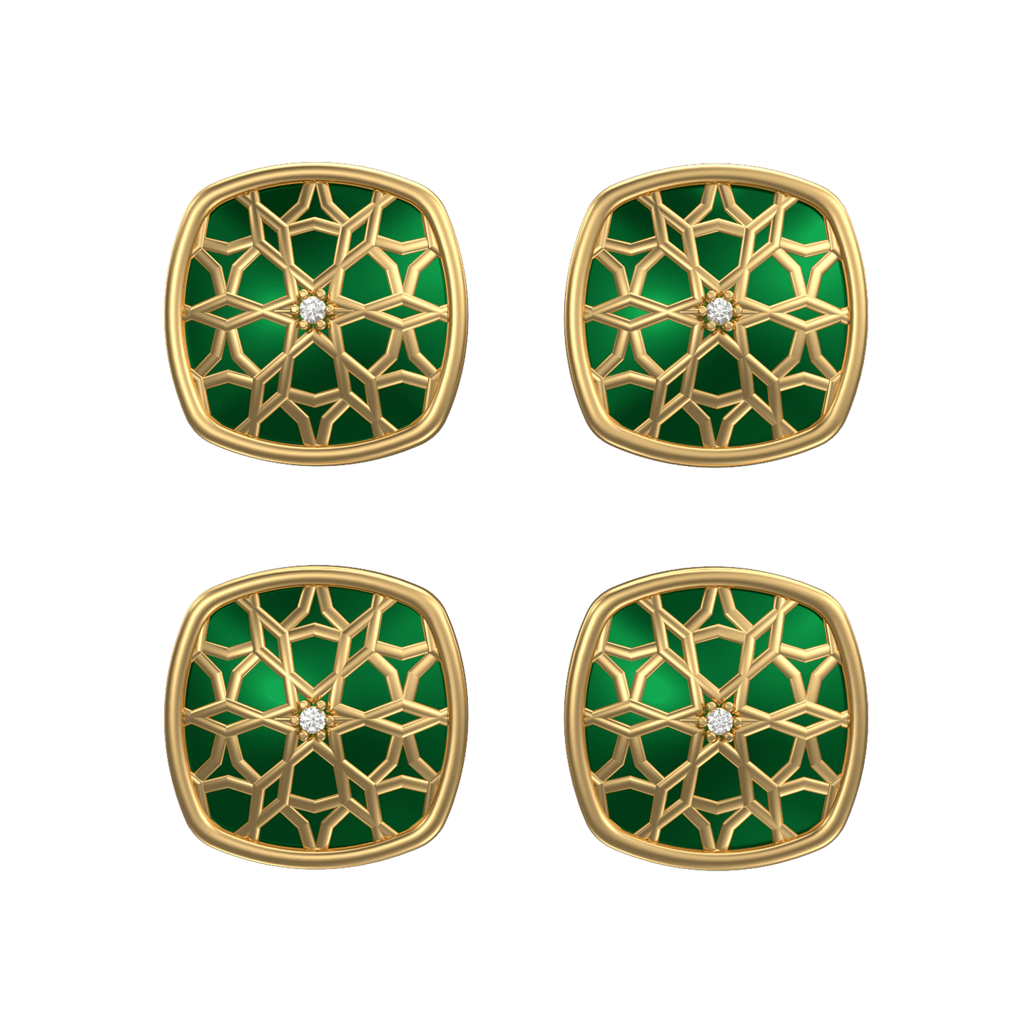 Starburst Luxe, Classic Kurta Button Set with CZ Diamonds, 18kt Gold Plating and Enamel.