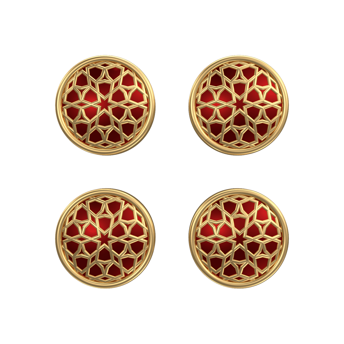 Starburst, Classic Kurta Button Set with 18kt Gold Plating and Enamel