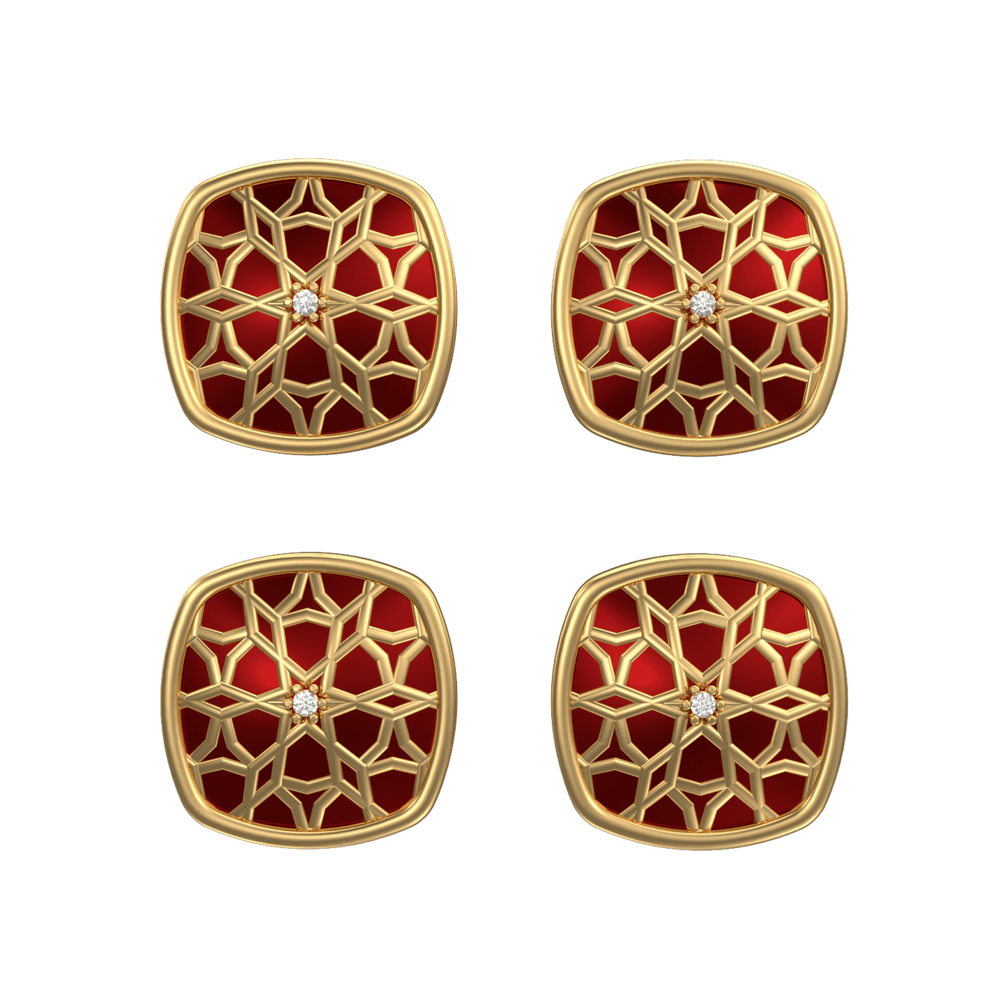 Starburst Luxe, Classic Kurta Button Set with CZ Diamonds, 18kt Gold Plating and Enamel.