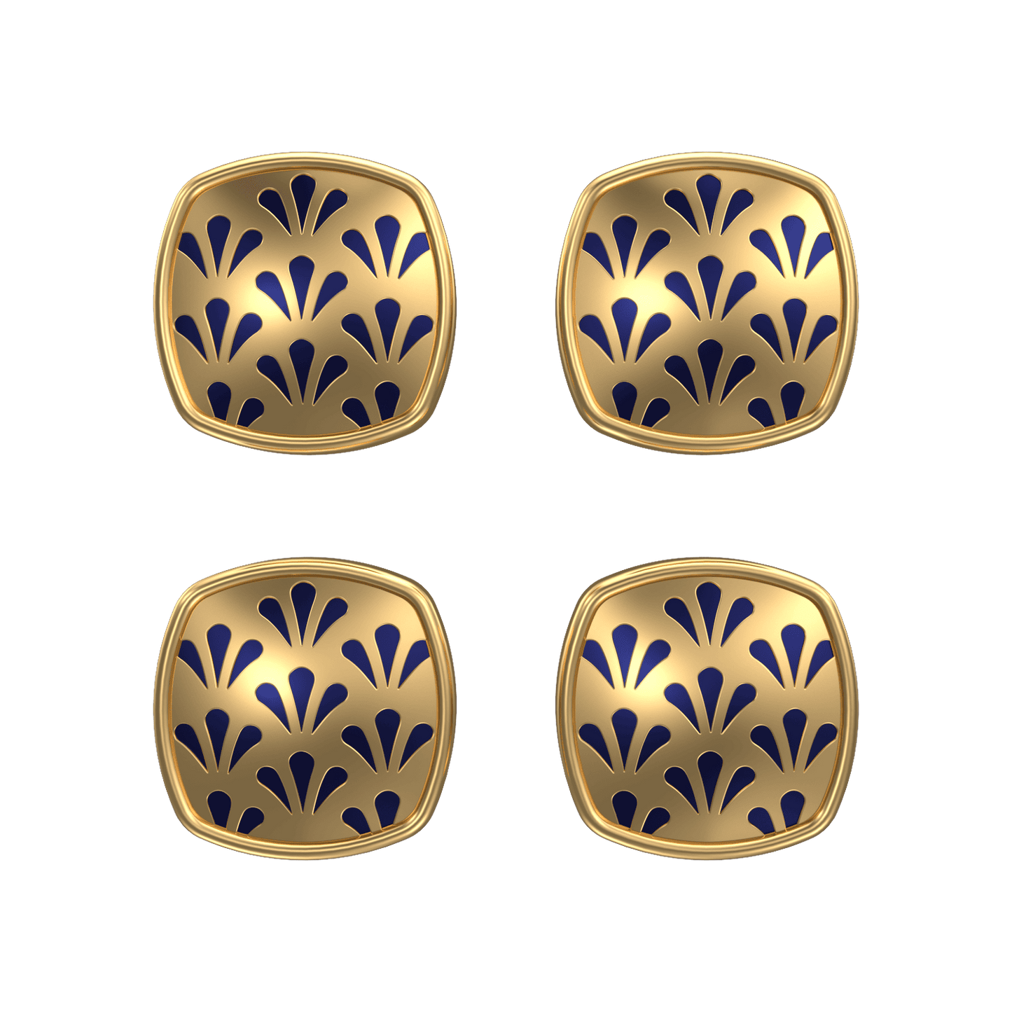 Bloom, Classic Kurta Button Set with 18kt Gold Plating and Enamel