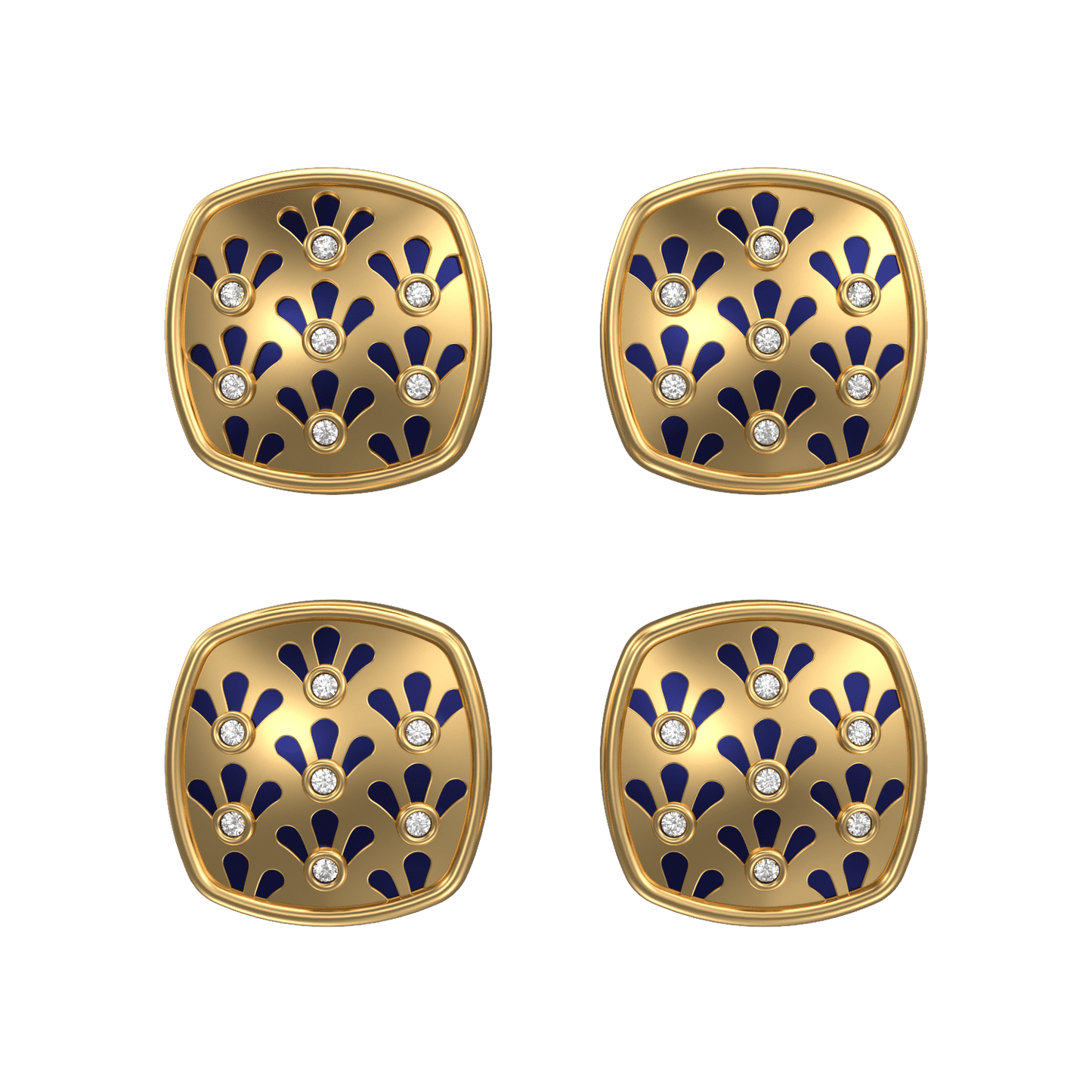 Bloom Luxe, Classic Kurta Button Set with CZ Diamonds, 18kt Gold Plating and Enamel.