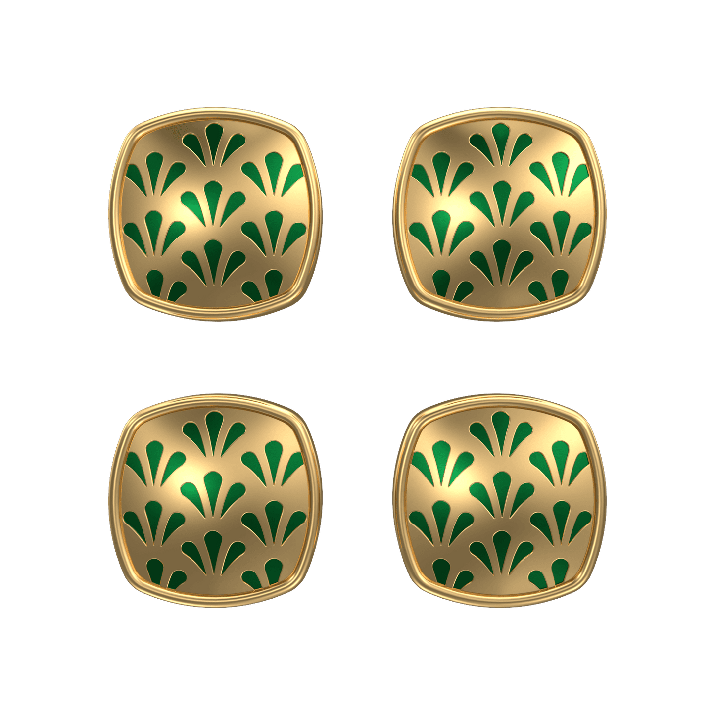 Bloom, Classic Kurta Button Set with 18kt Gold Plating and Enamel