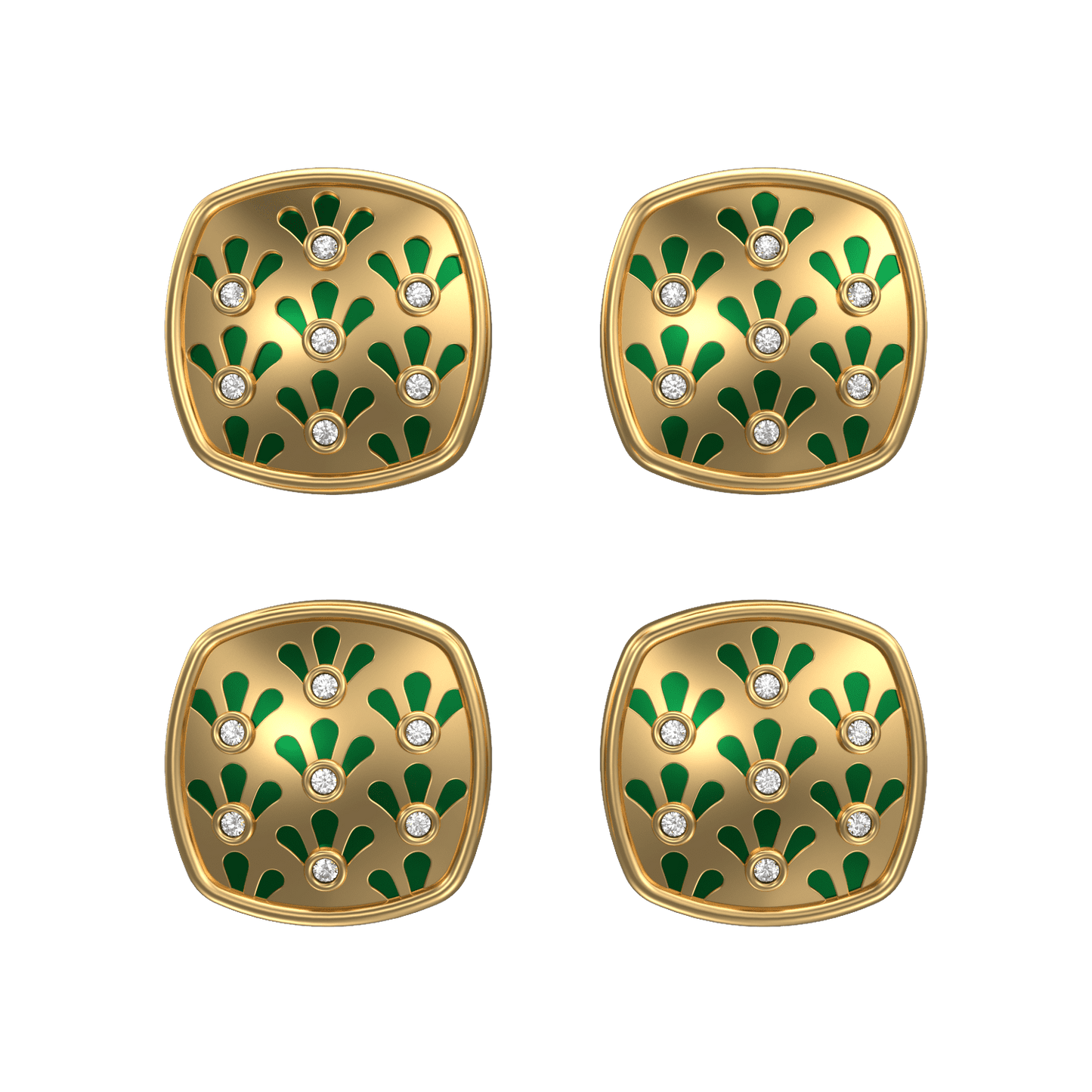 Bloom Luxe, Classic Kurta Button Set with CZ Diamonds, 18kt Gold Plating and Enamel.