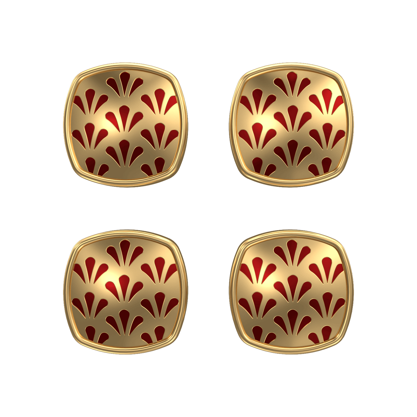 Bloom, Classic Kurta Button Set with 18kt Gold Plating and Enamel