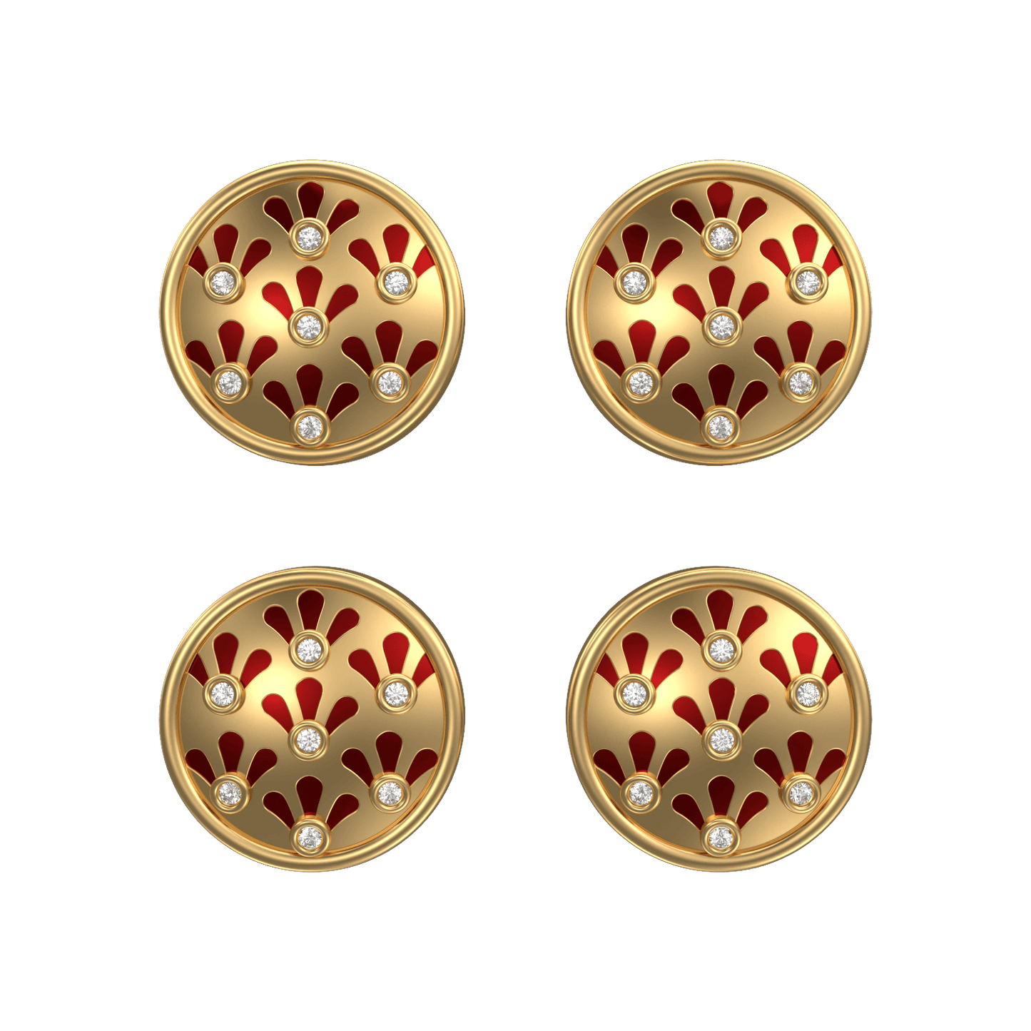 Bloom Luxe, Classic Kurta Button Set with CZ Diamonds, 18kt Gold Plating and Enamel.