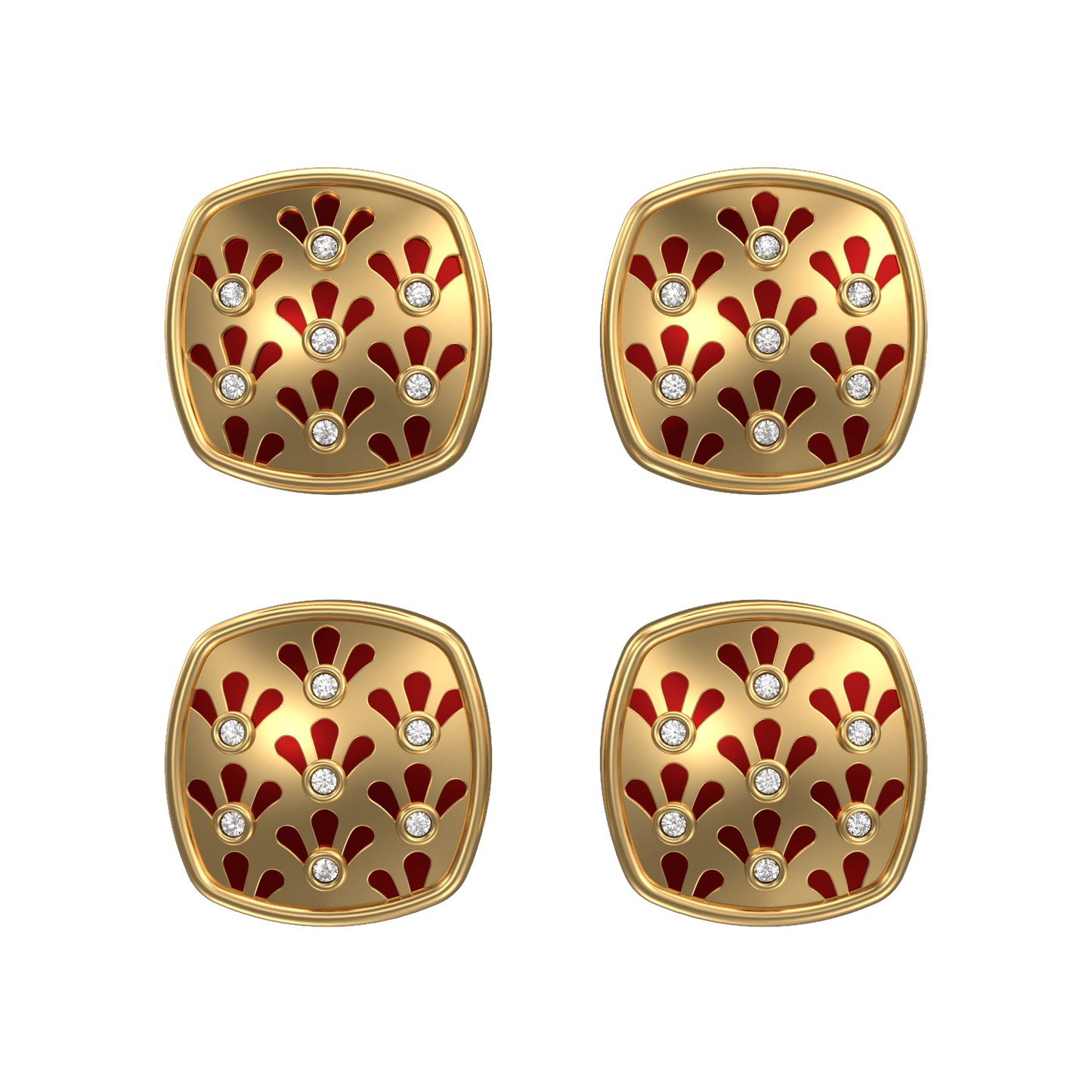 Bloom Luxe, Classic Kurta Button Set with CZ Diamonds, 18kt Gold Plating and Enamel.