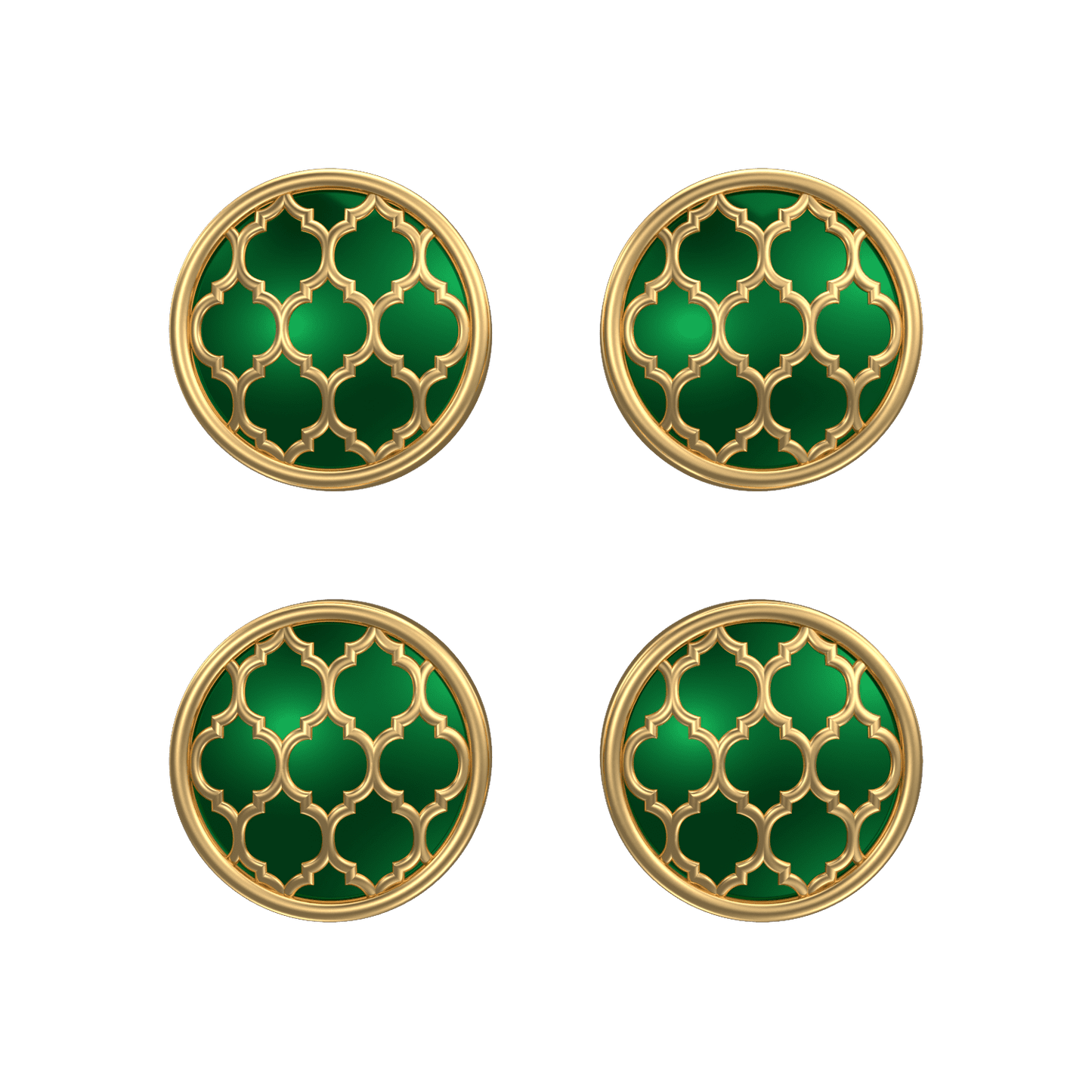 Ornate, Classic Kurta Button Set with 18kt Gold Plating and Enamel