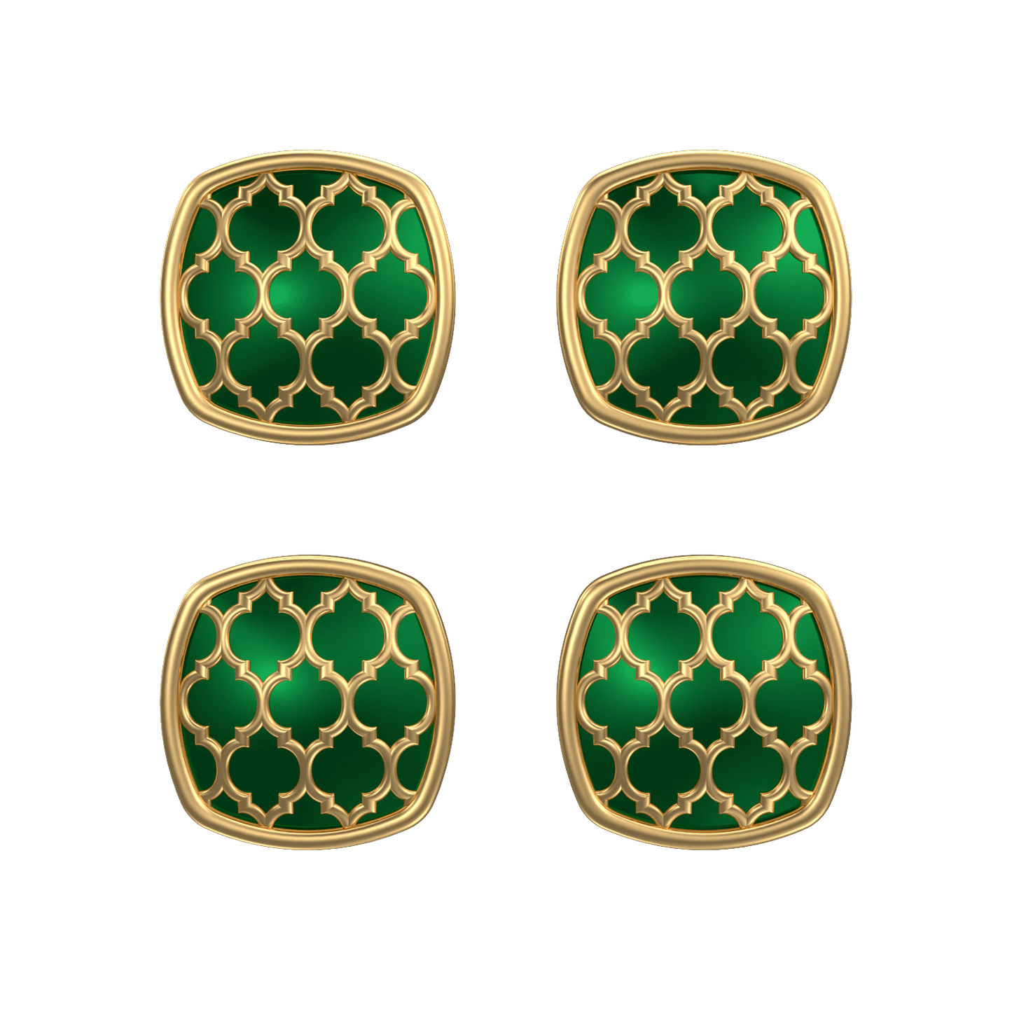 Ornate, Classic Kurta Button Set with 18kt Gold Plating and Enamel