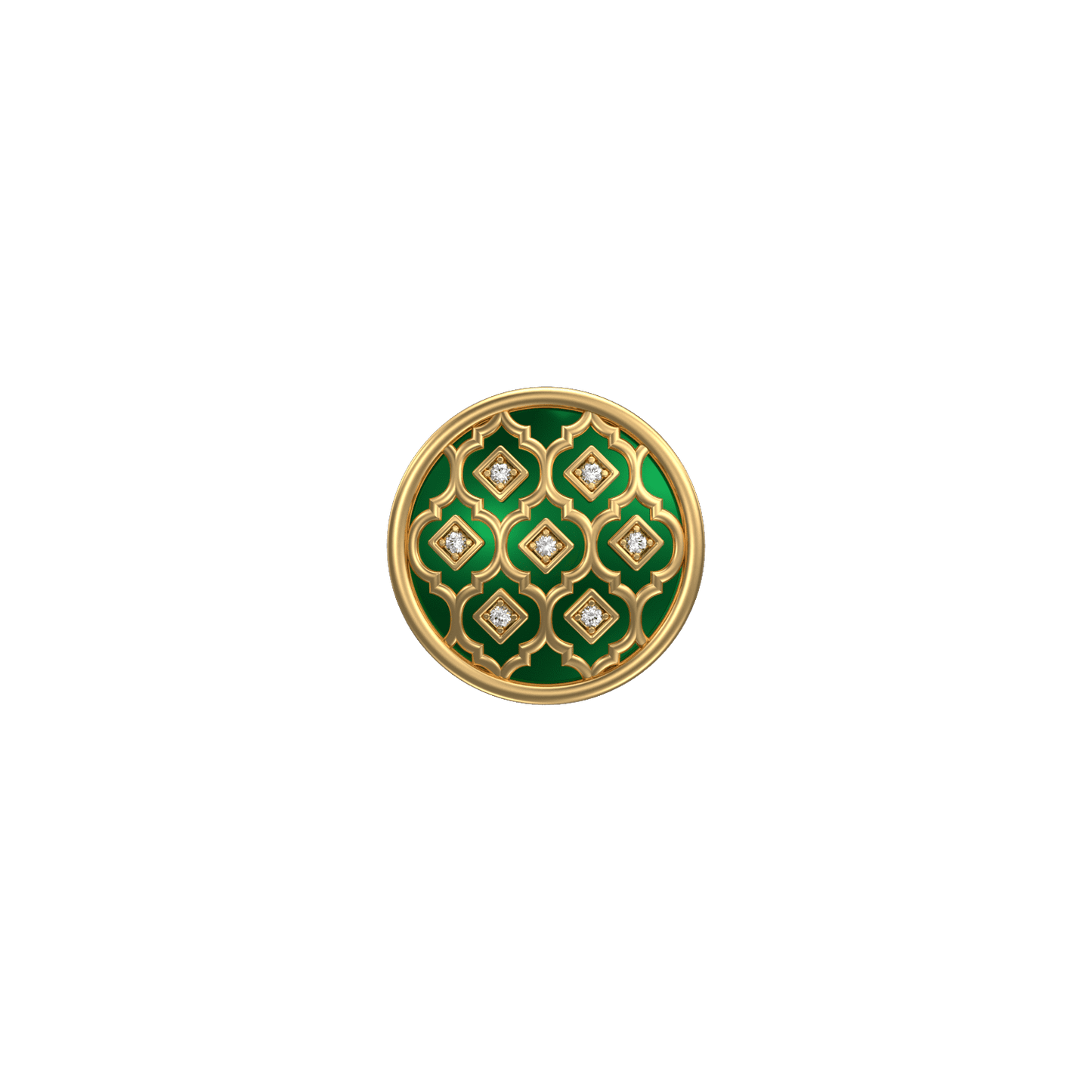 Ornate Luxe, Classic Kurta Button Set with CZ Diamonds, 18kt Gold Plating and Enamel.