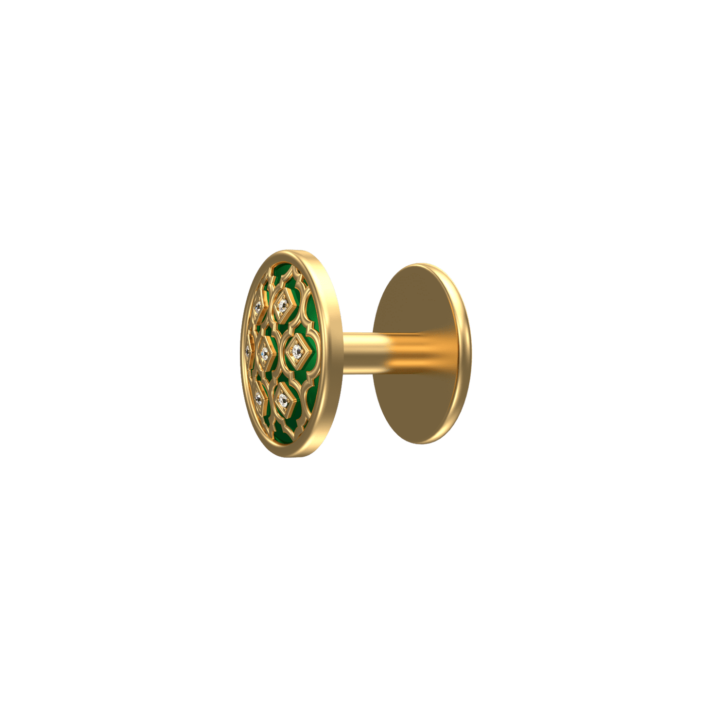Ornate Luxe, Classic Kurta Button Set with CZ Diamonds, 18kt Gold Plating and Enamel.