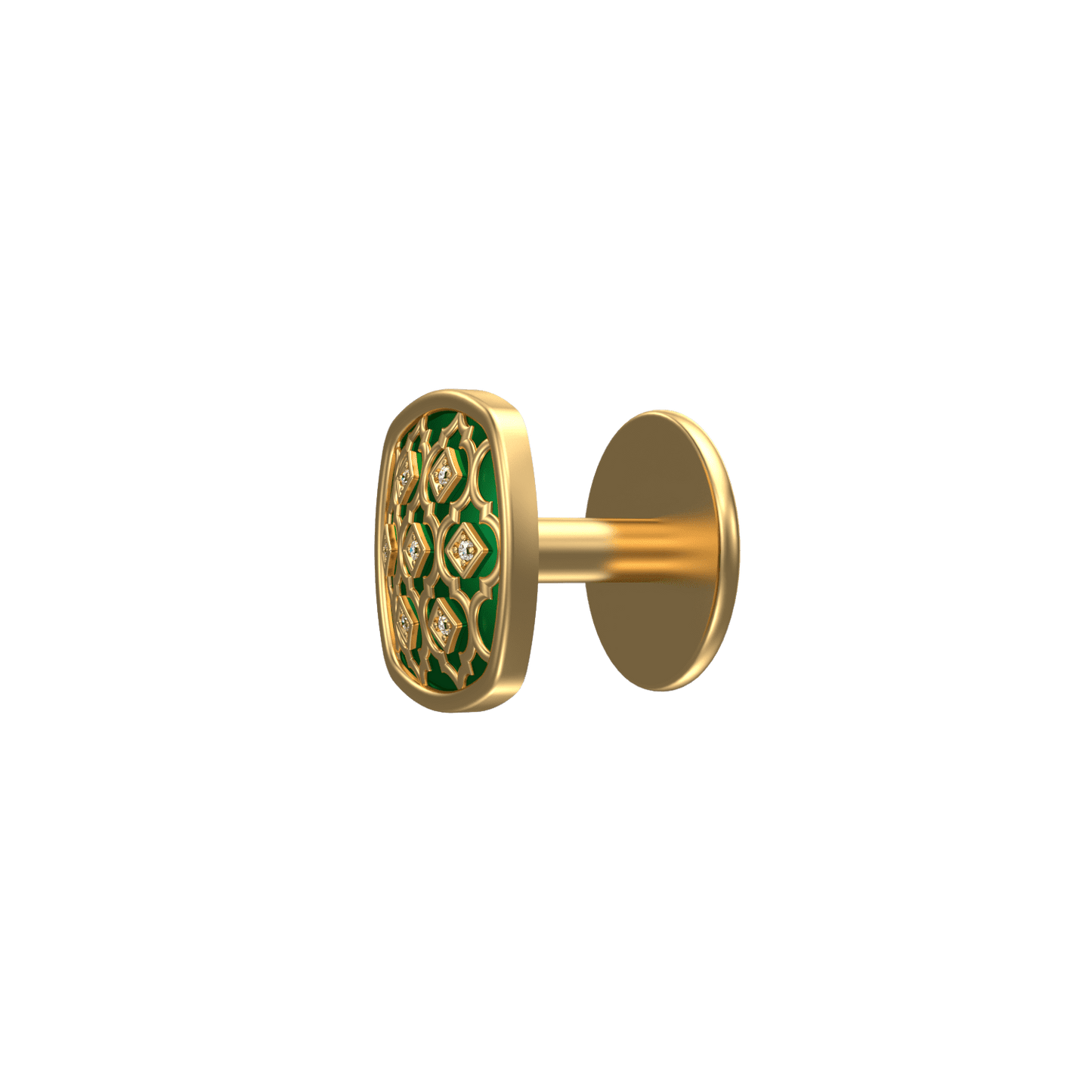 Ornate Luxe, Classic Kurta Button Set with CZ Diamonds, 18kt Gold Plating and Enamel.