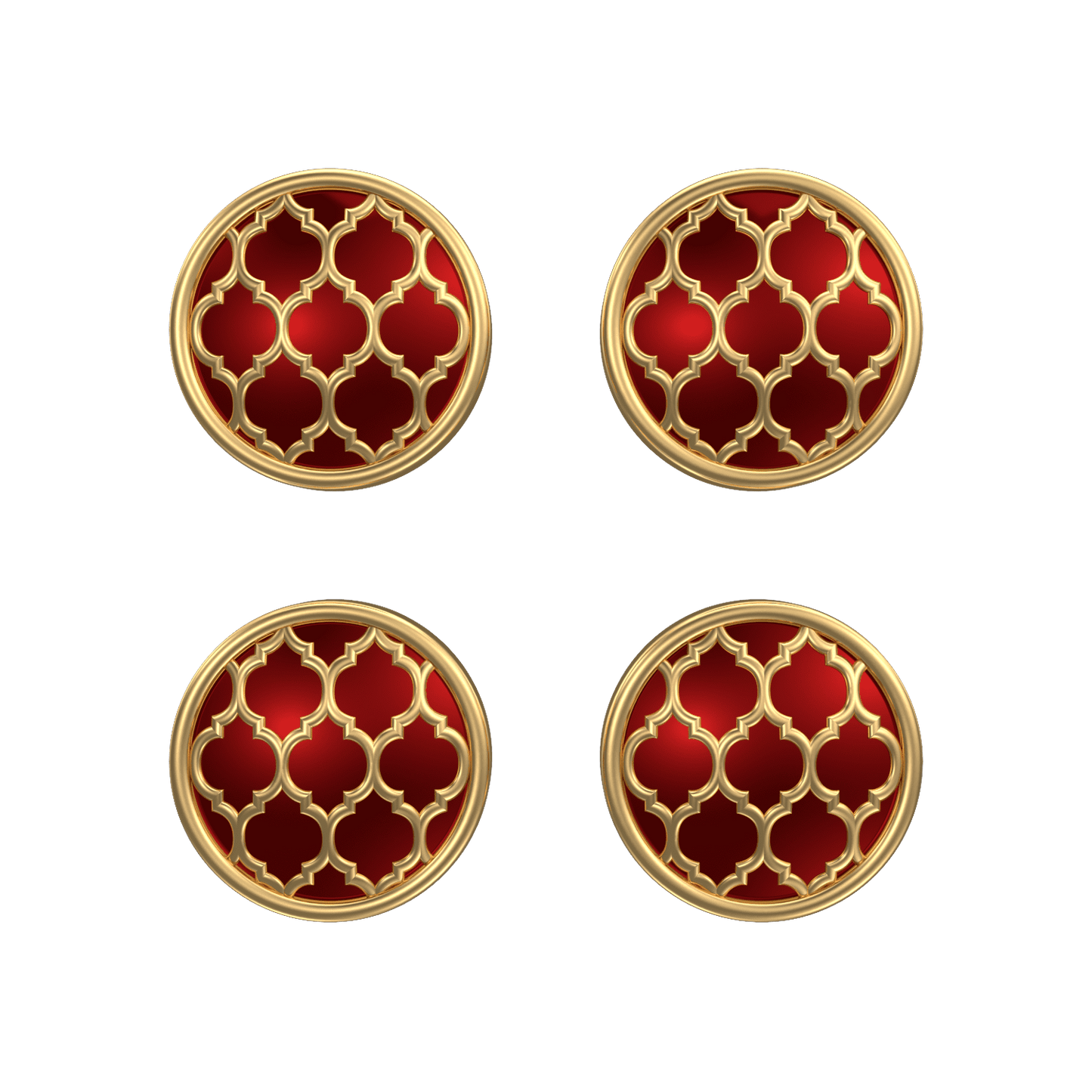 Ornate, Classic Kurta Button Set with 18kt Gold Plating and Enamel
