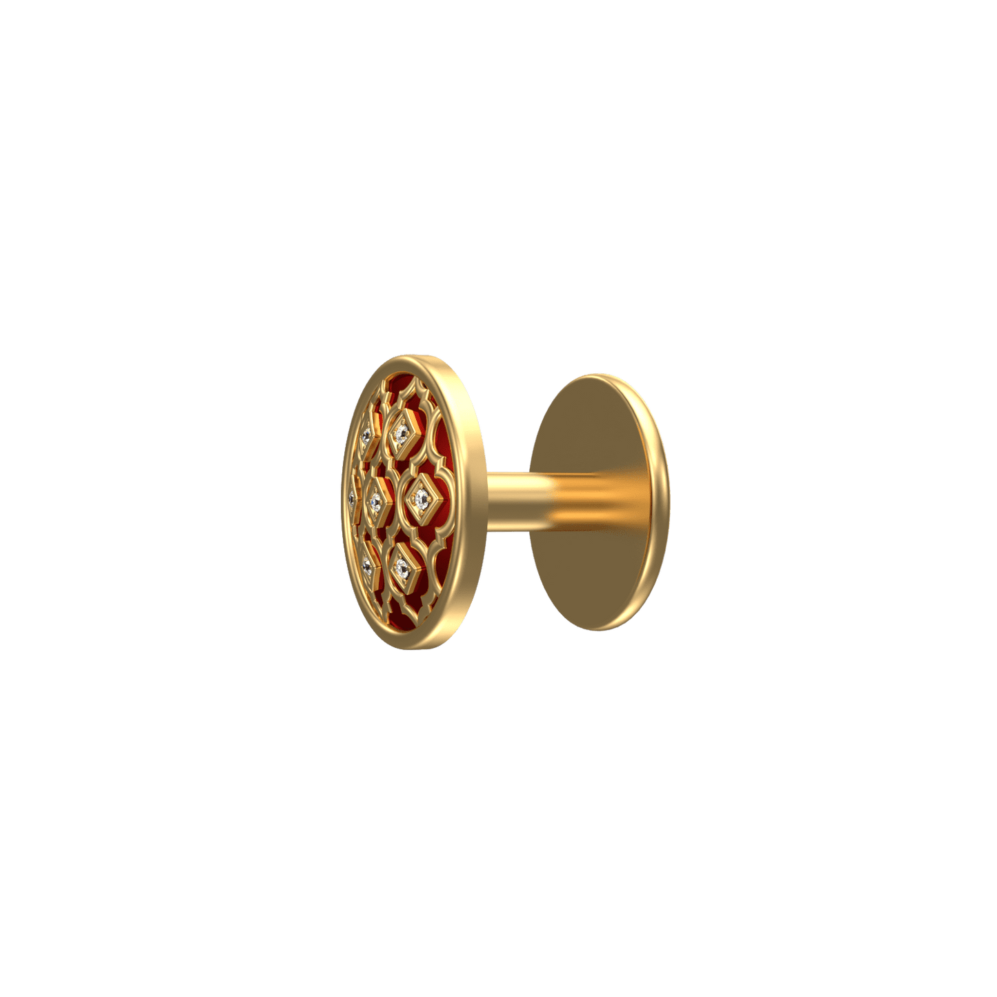 Ornate Luxe, Classic Kurta Button Set with CZ Diamonds, 18kt Gold Plating and Enamel.