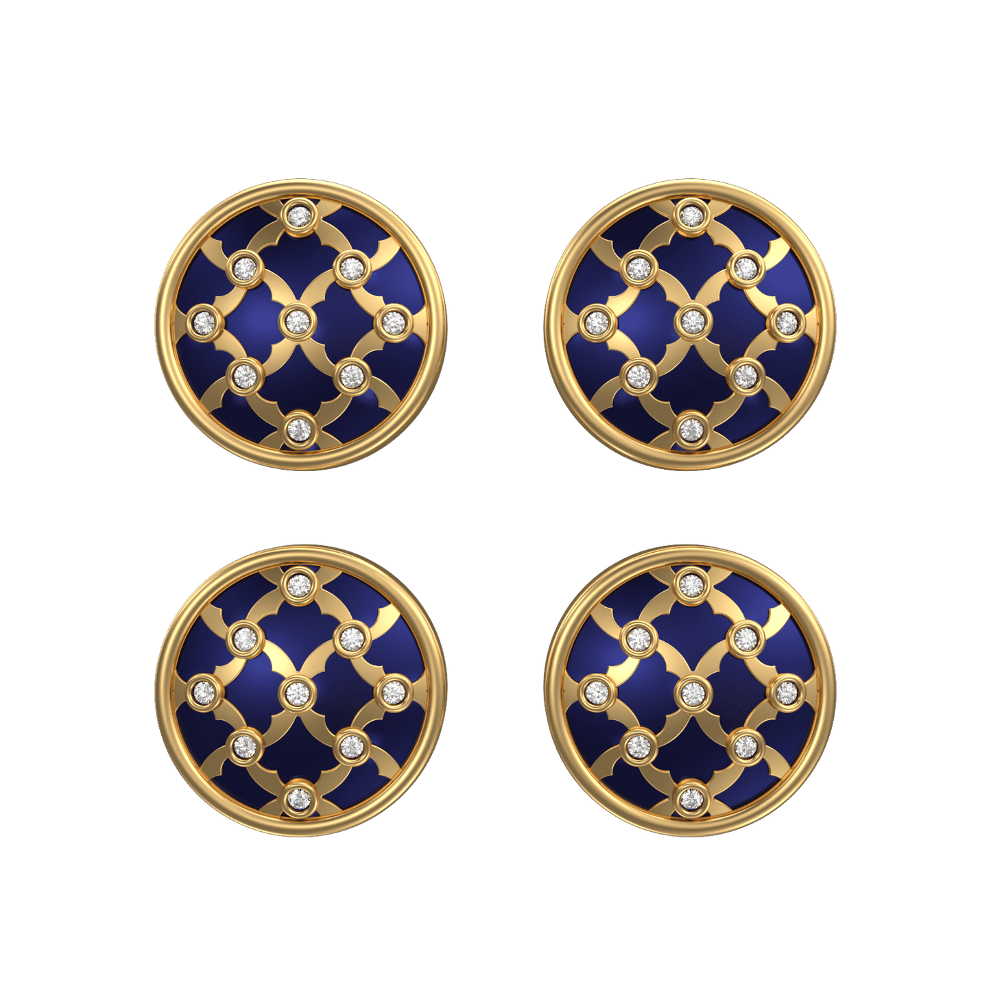 Enchanted Luxe, Classic Kurta Button Set with CZ Diamonds, 18kt Gold Plating and Enamel.